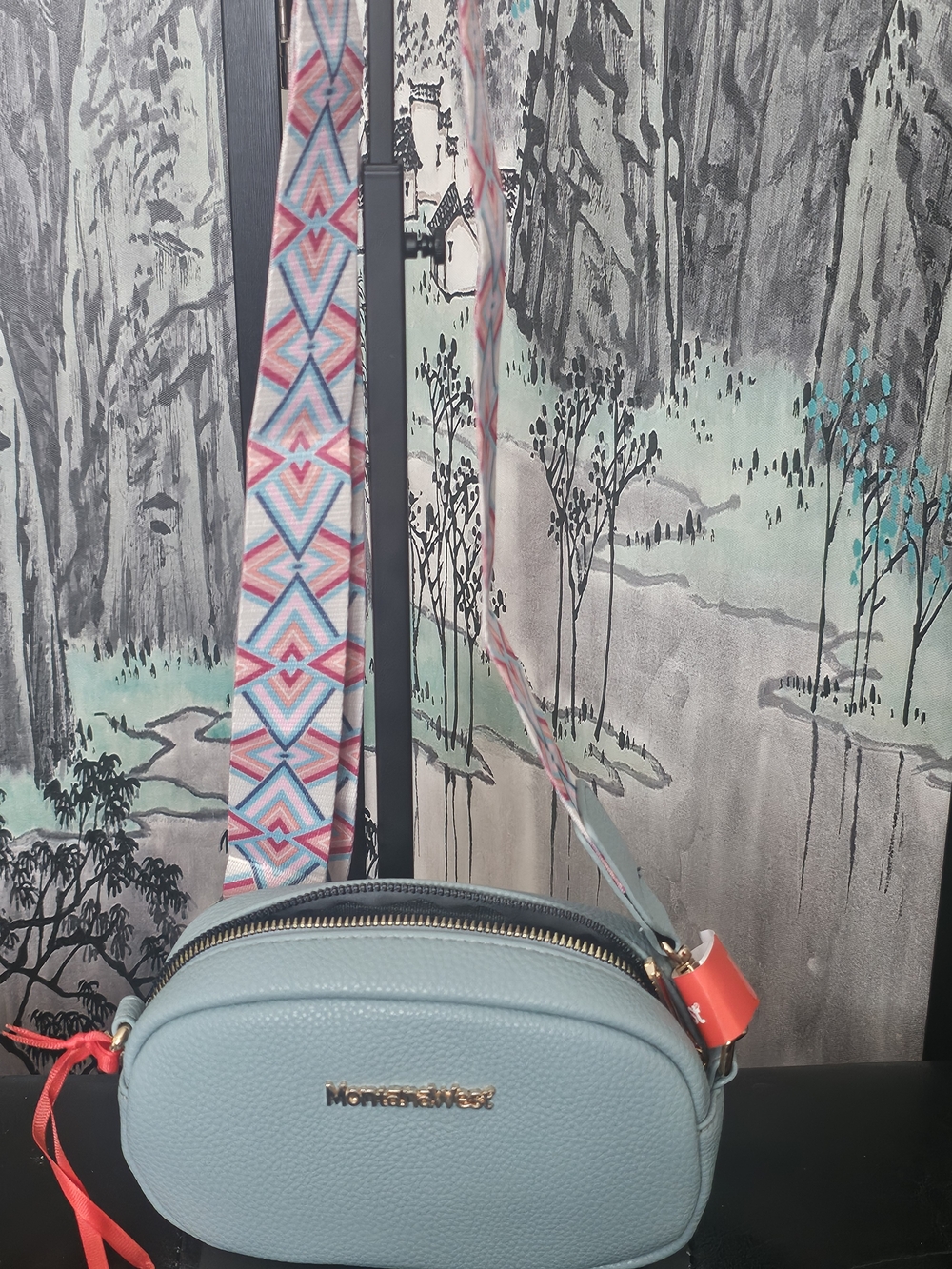 Montana West Blue Crossbody Bag with Patterned Strap - Picture 3 of 7